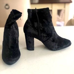 Black Crushed Velvet Booties.
